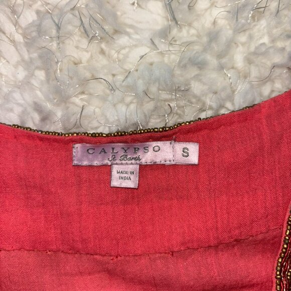 Calypso St. Barth Embellished Red Tunic - Size S - Picture 3 of 4